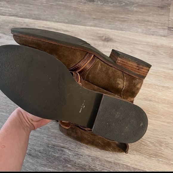 Anthropologie Matisse Prospector Leather Suede Boots size 7 Buckle Detail slouch - Picture 5 of 6